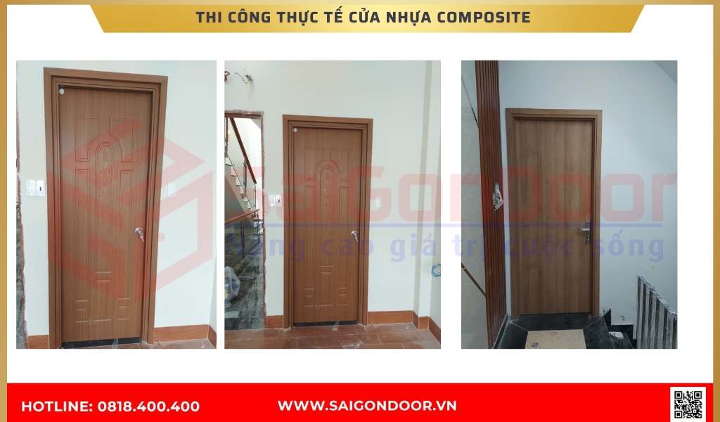 Hình ảnh thi công thực tế cửa nhựa composite Cà Mau