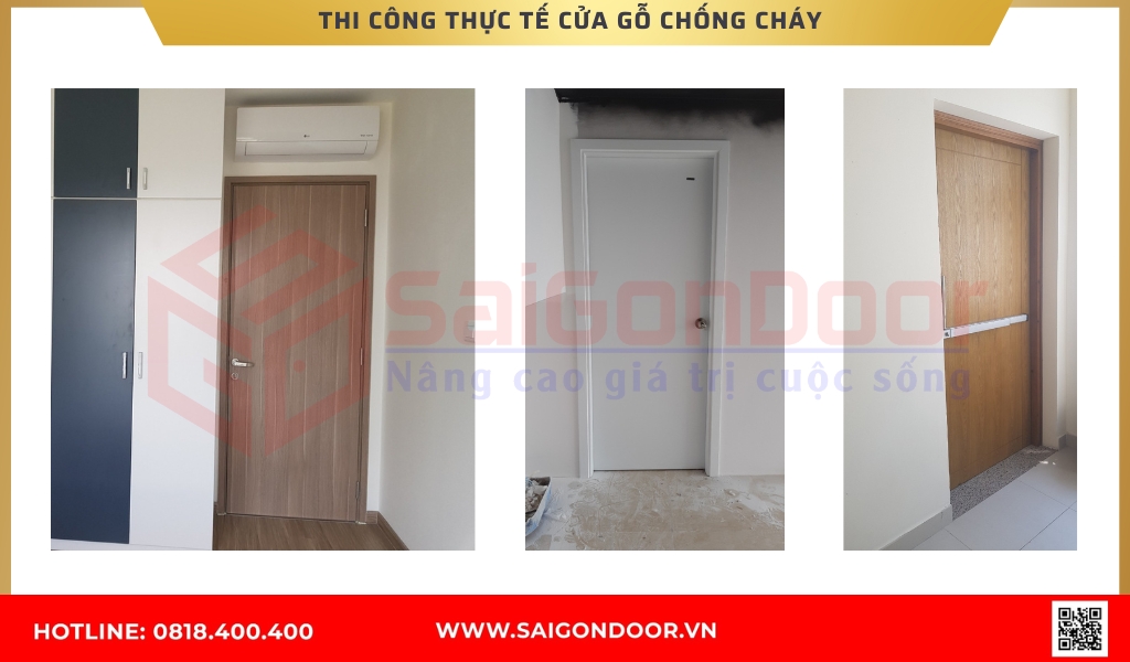 Hình ảnh thi công cửa gỗ chống cháy