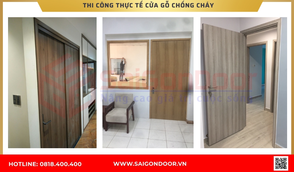 Hình ảnh thi công cửa gỗ chống cháy