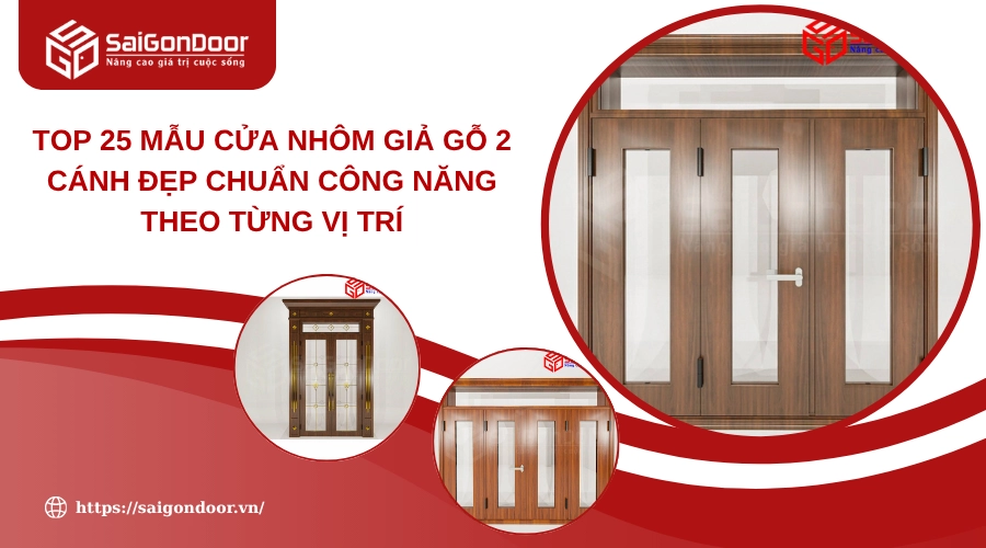 Top 25 Mẫu Cửa Nhôm Giả Gỗ 2 Cánh Đẹp Chuẩn Công Năng Theo Từng Vị Trí