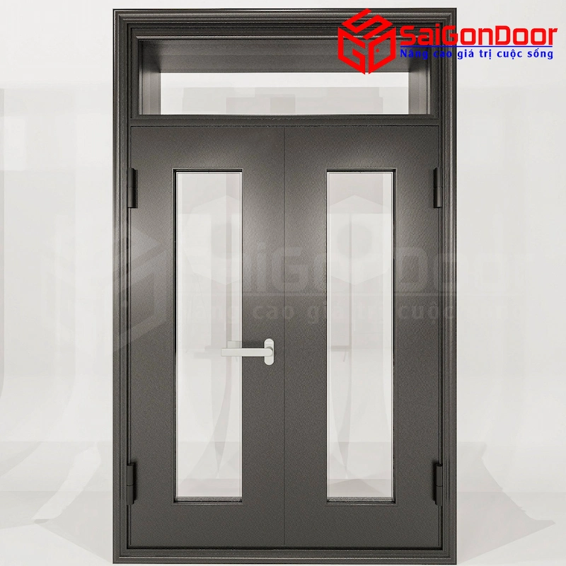 Vân gỗ xám đen: Cửa Nhôm Vân Gỗ SGD-CNVG-66
