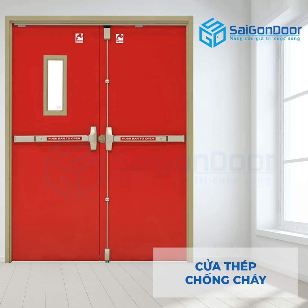 Cửa ngăn cháy thép 2P1G1 SGD