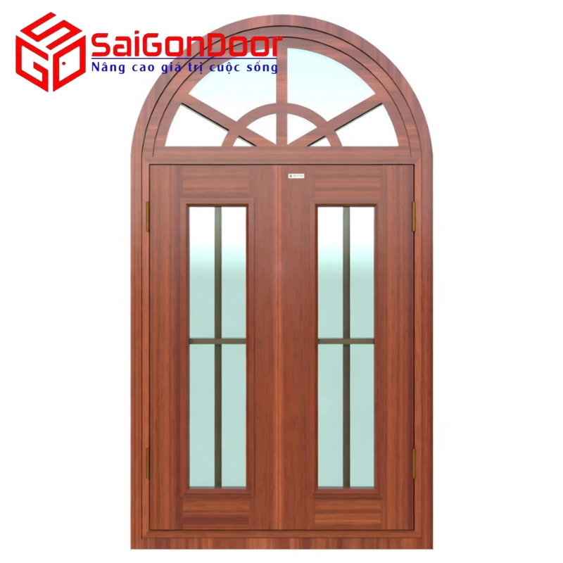 cửa sổ thép vân gỗ 2 cánh