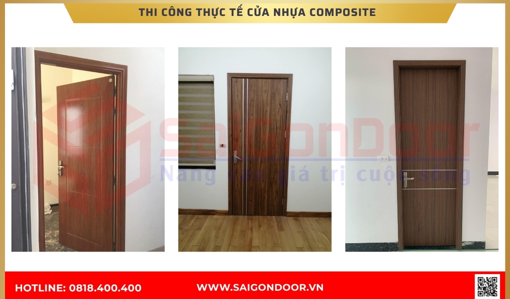 Hình ảnh thi công thực tế cửa nhựa composite