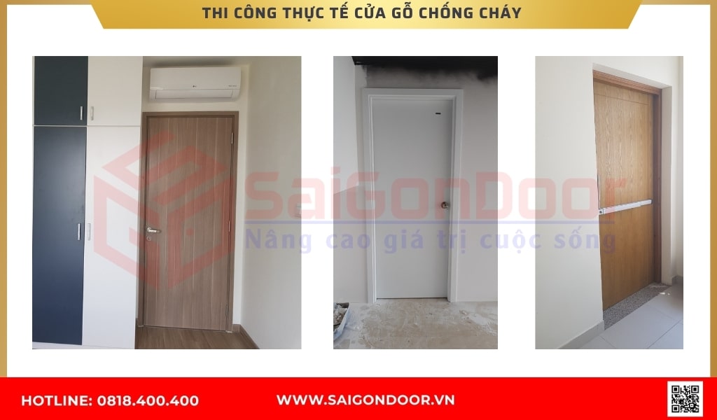 Thi công thực tế cửa gỗ chống cháy