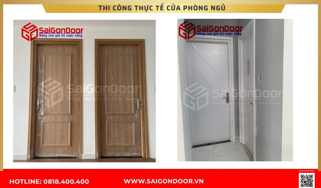 Hình ảnh thi công thực tế cửa phòng ngủ 