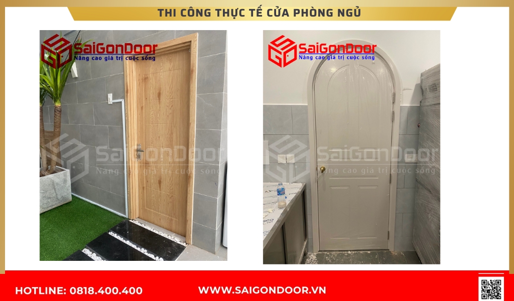 Hình ảnh thi công thực tế cửa phòng ngủ