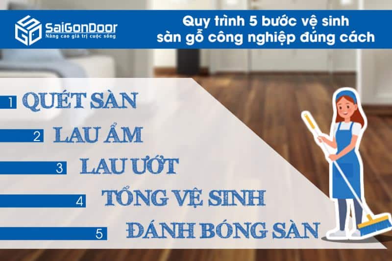 5 bước vệ sinh sàn gỗ công nghiệp