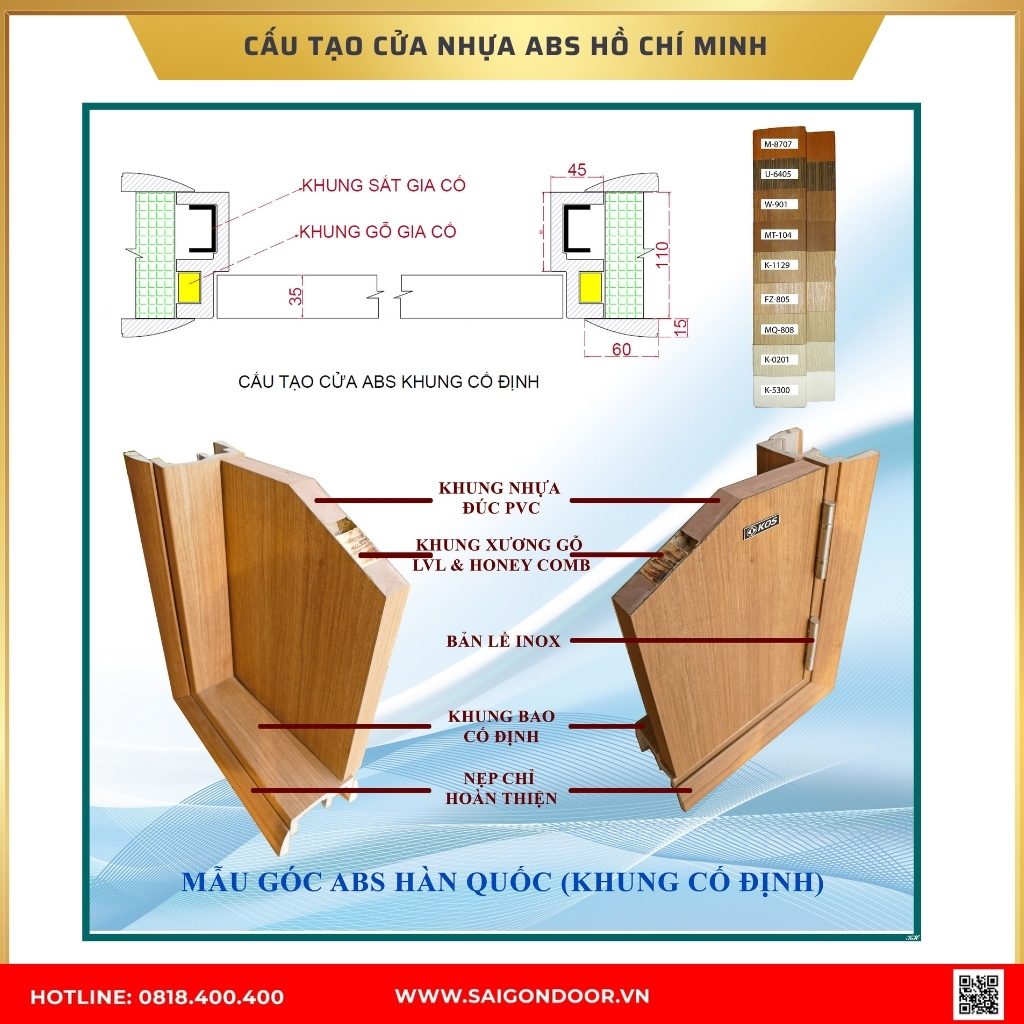 Cấu tạo cửa nhựa ABS Hàn Quốc