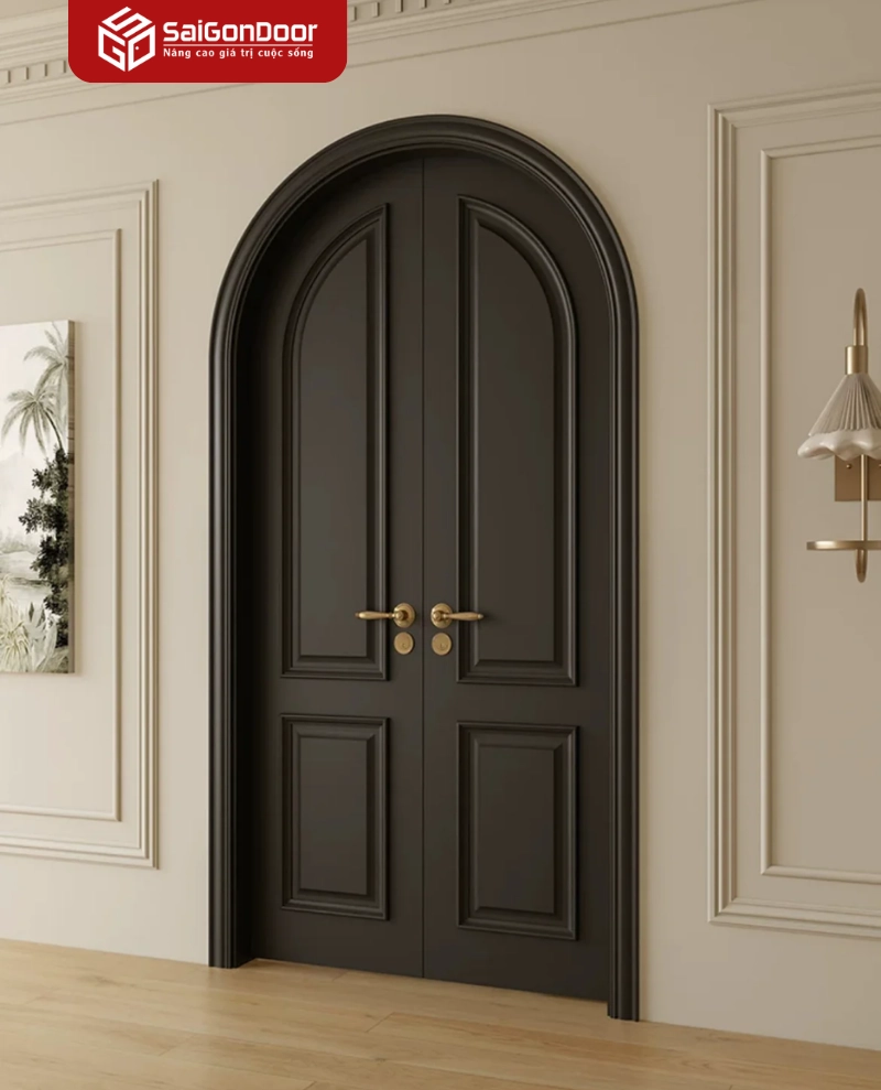 Cửa vòm gỗ công nghiệp (HDF/MDF) mang vẻ đẹp ấm cúng và hiện đại