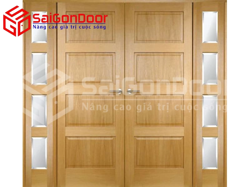 Mẫu cửa gỗ tự nhiên óc chó 4 cánh
