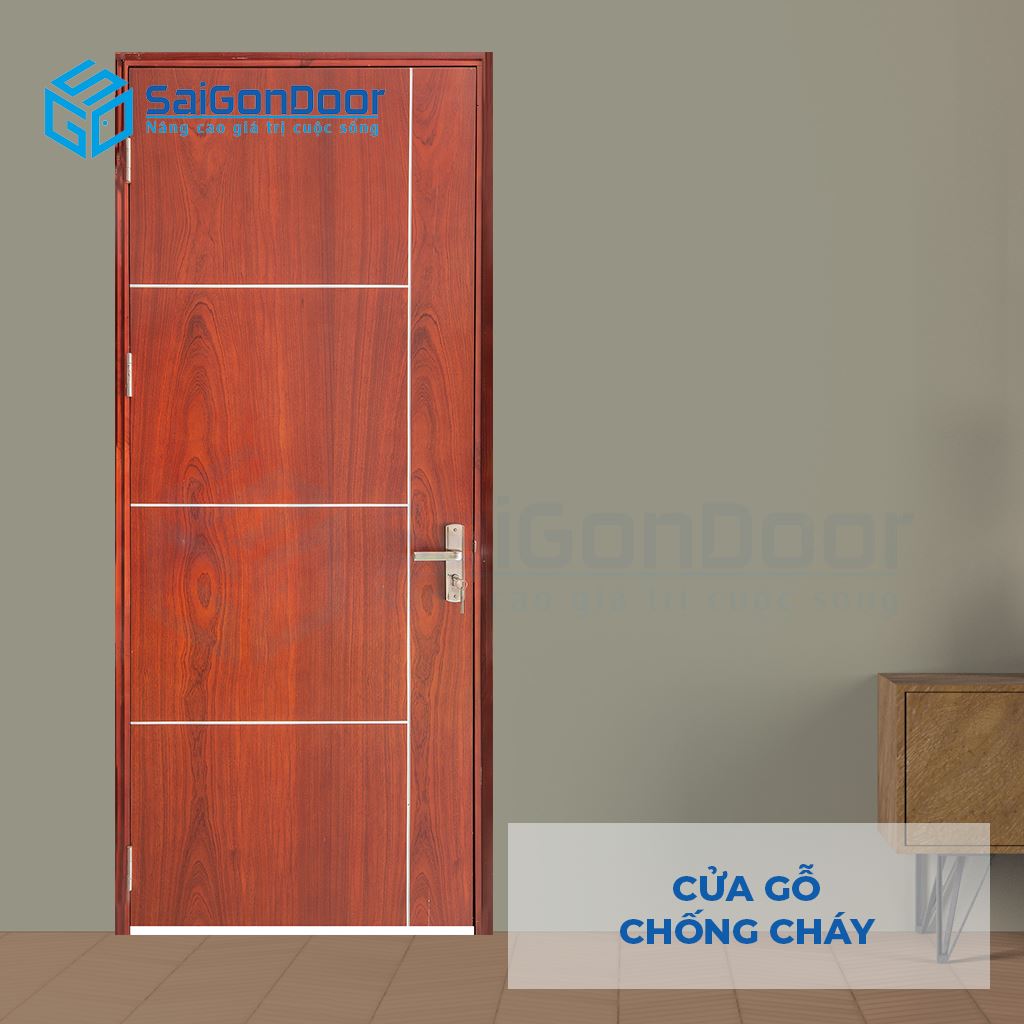 Cửa Gỗ Chống Cháy GCC Cua go chong chay MDF Veneer P1R4 Cam xe