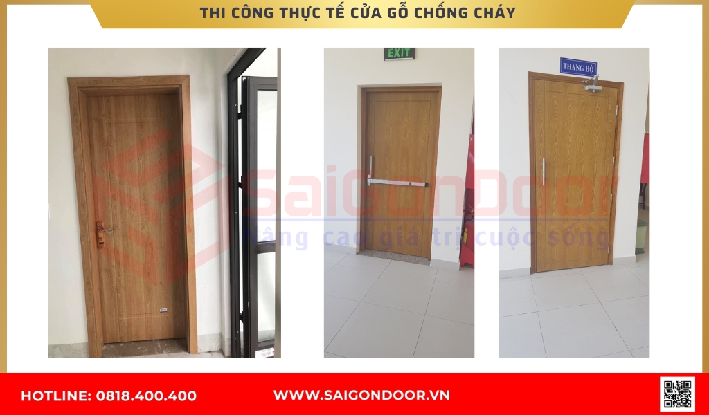 Hình ảnh thi công thực tế cửa gỗ chống cháy