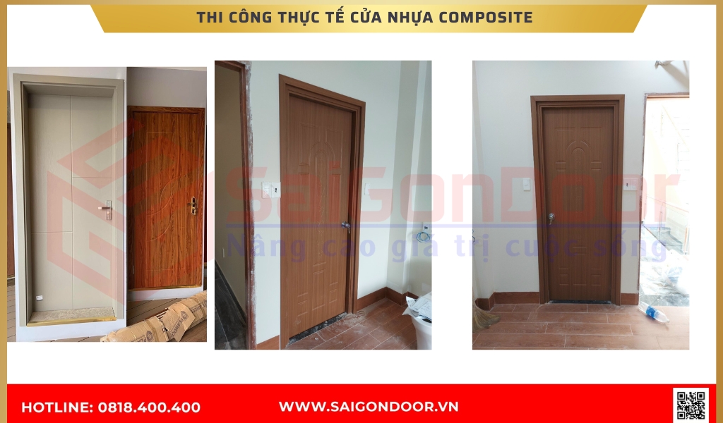 Hình ảnh thi công cửa nhựa composite Bến Tre