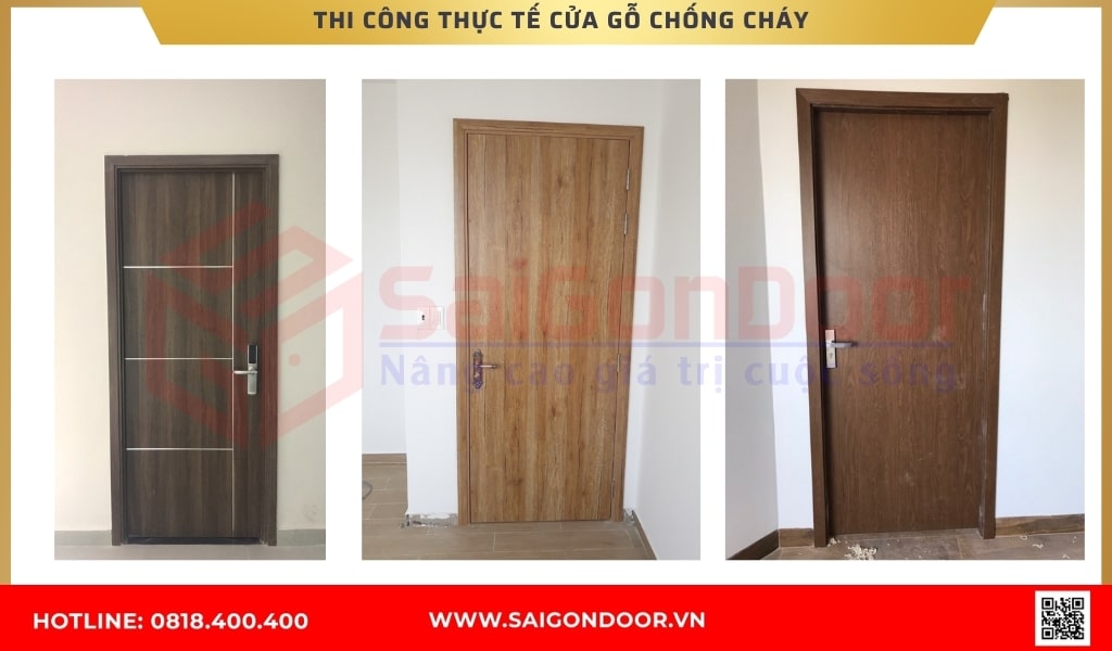 Thi công thực tế cửa gỗ chống cháy