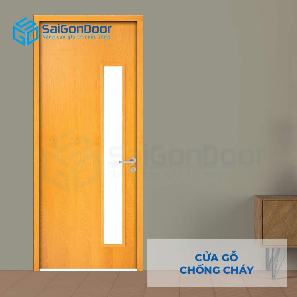 Mẫu cửa gỗ chống cháy MDF Veneer P1G1 sồi