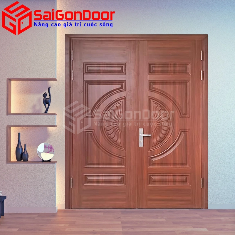 Các bước lắp đặt cơ bản cửa thép vân gỗ 2 cánh