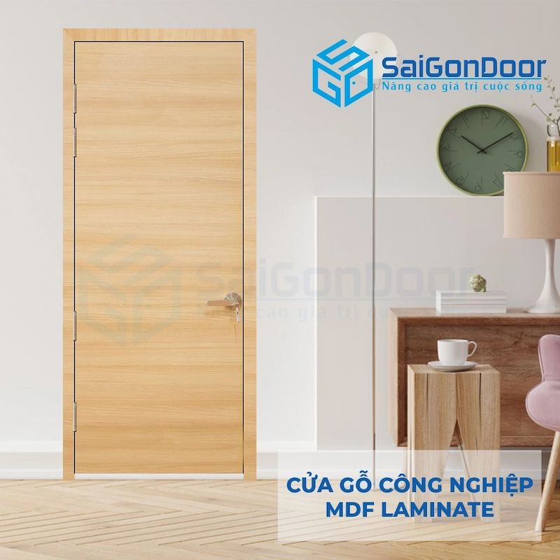Cửa gỗ công nghiệp MDF Laminate P1 vân ngang
