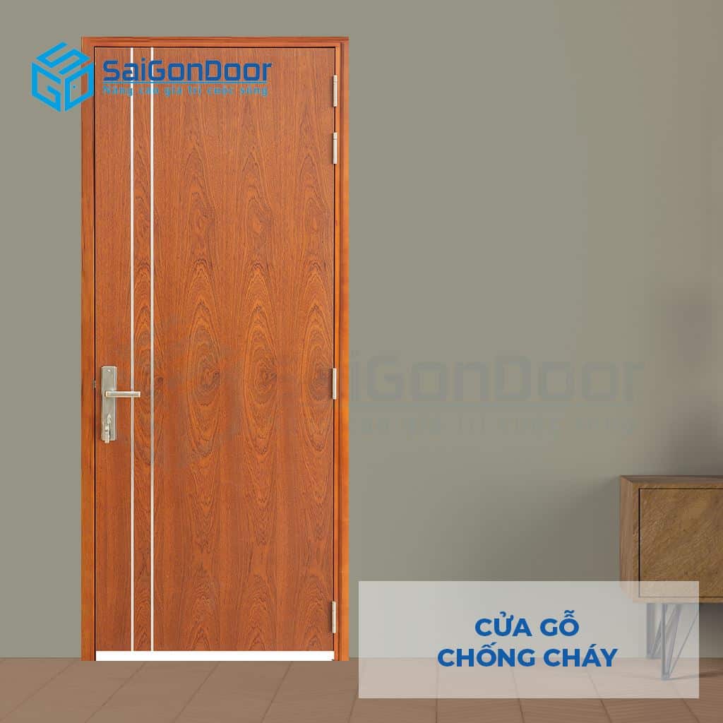 Mẫu cửa chống cháy MDF Veneer P1R2 xoan đào