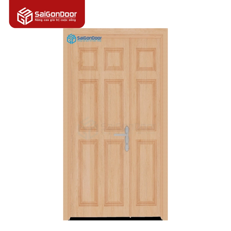 Cửa Gỗ Công Nghiệp HDF Veneer 2 cánh 9A oak