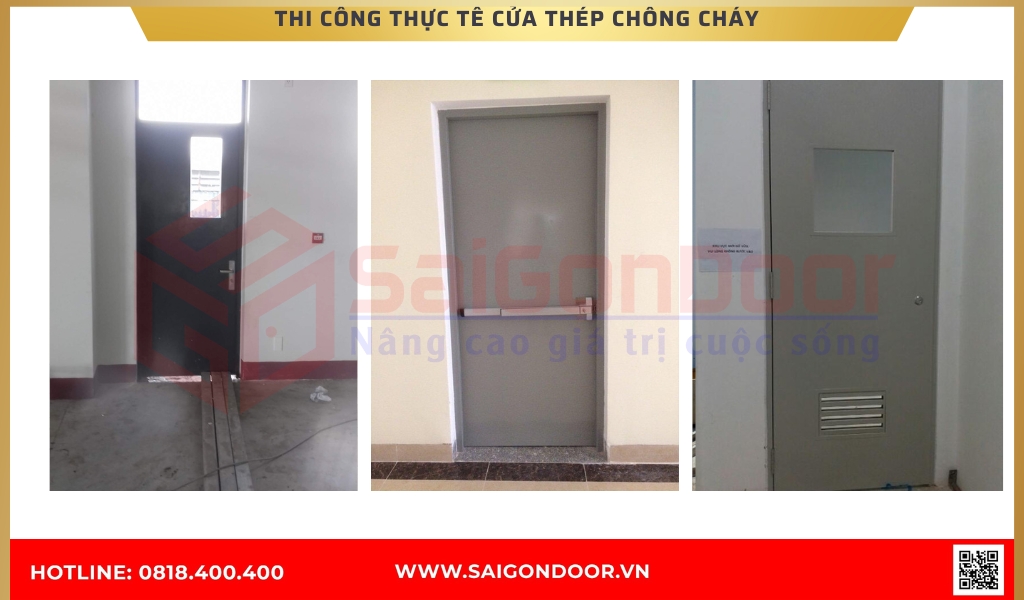 Hình ảnh thi công thực tế cửa thép chống cháy