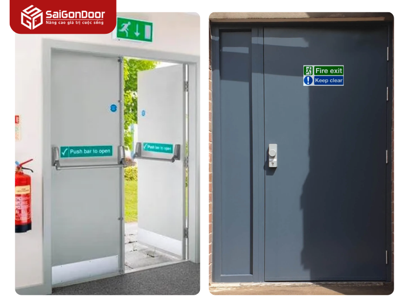 Cửa thép chống cháy TCC 2P vân gỗ