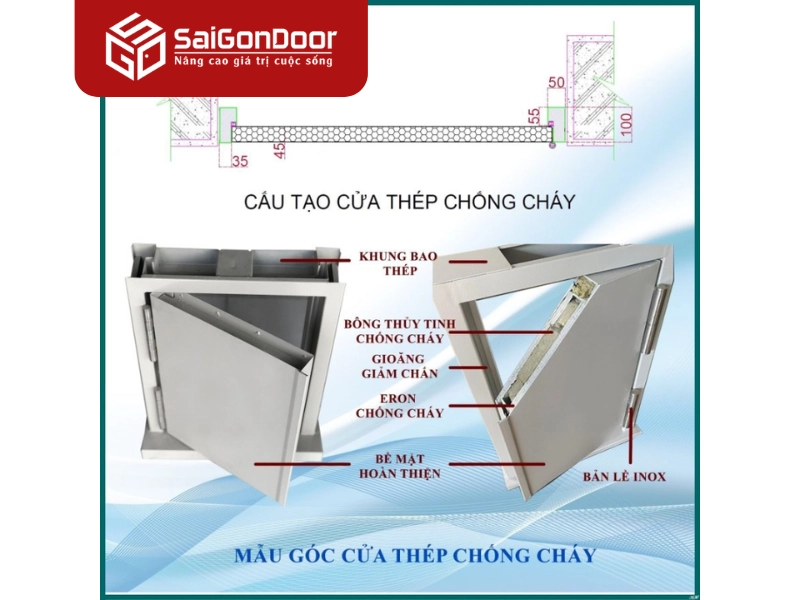 Cấu tạo của cánh cửa thép chống cháy