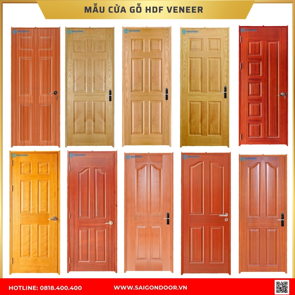 Mẫu cửa gỗ HDF Veneer được ưa chuộng