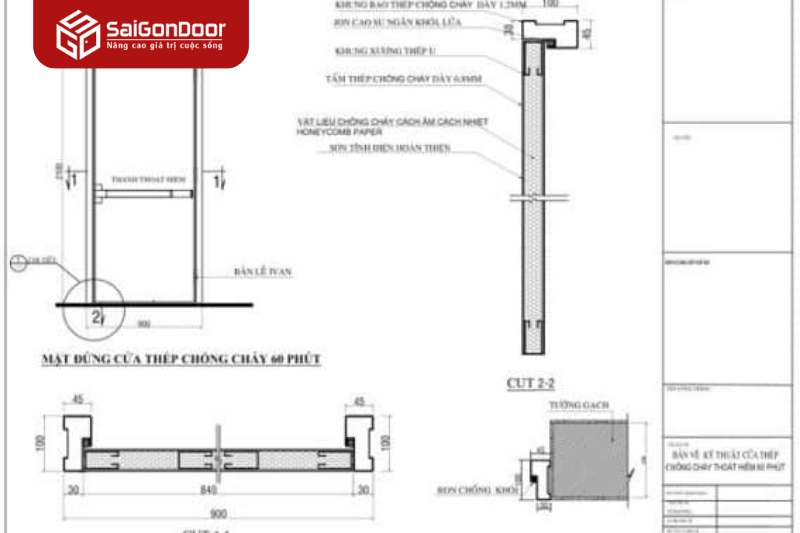Kích thước cửa chống cháy 1 cánh tiêu chuẩn và phổ biến