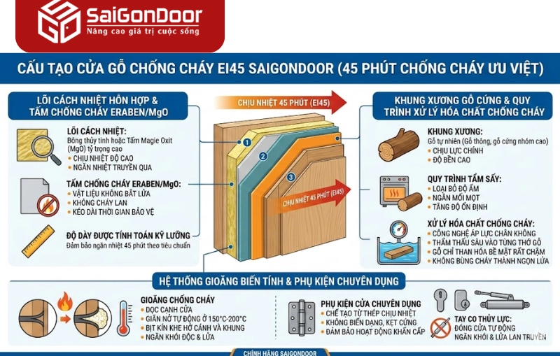 cửa gỗ chống cháy ei45