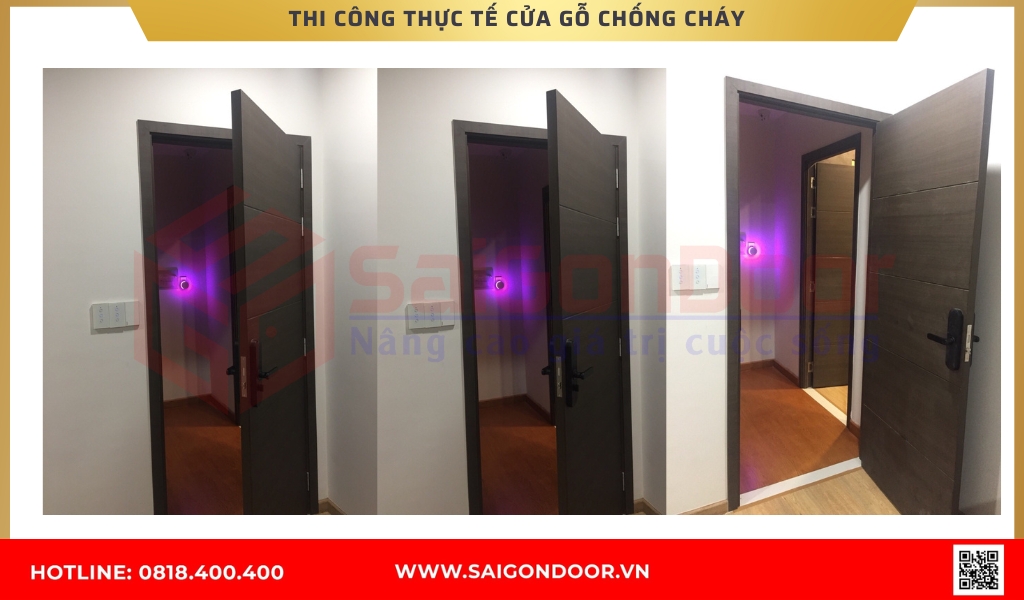 Hình ảnh thi công thực tế cửa gỗ chống cháy