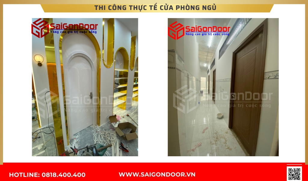 Hình ảnh thi công thực tế cửa phòng ngủ