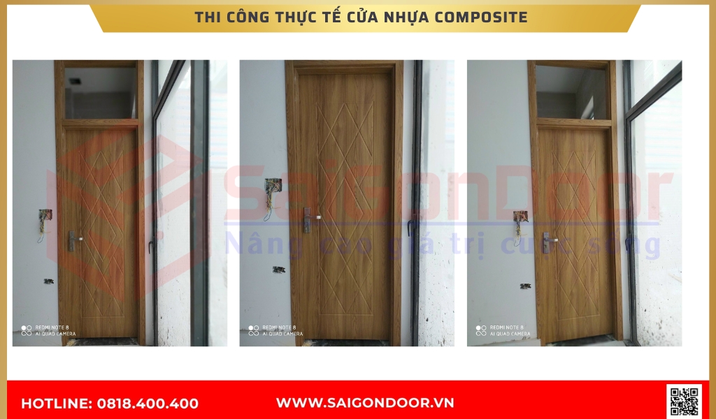 Hình ảnh thi công thực tế cửa nhựa composite Bình Phước