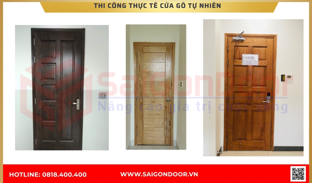 Hình ảnh thi công thực tế về cửa gỗ tự nhiên Kiên Giang