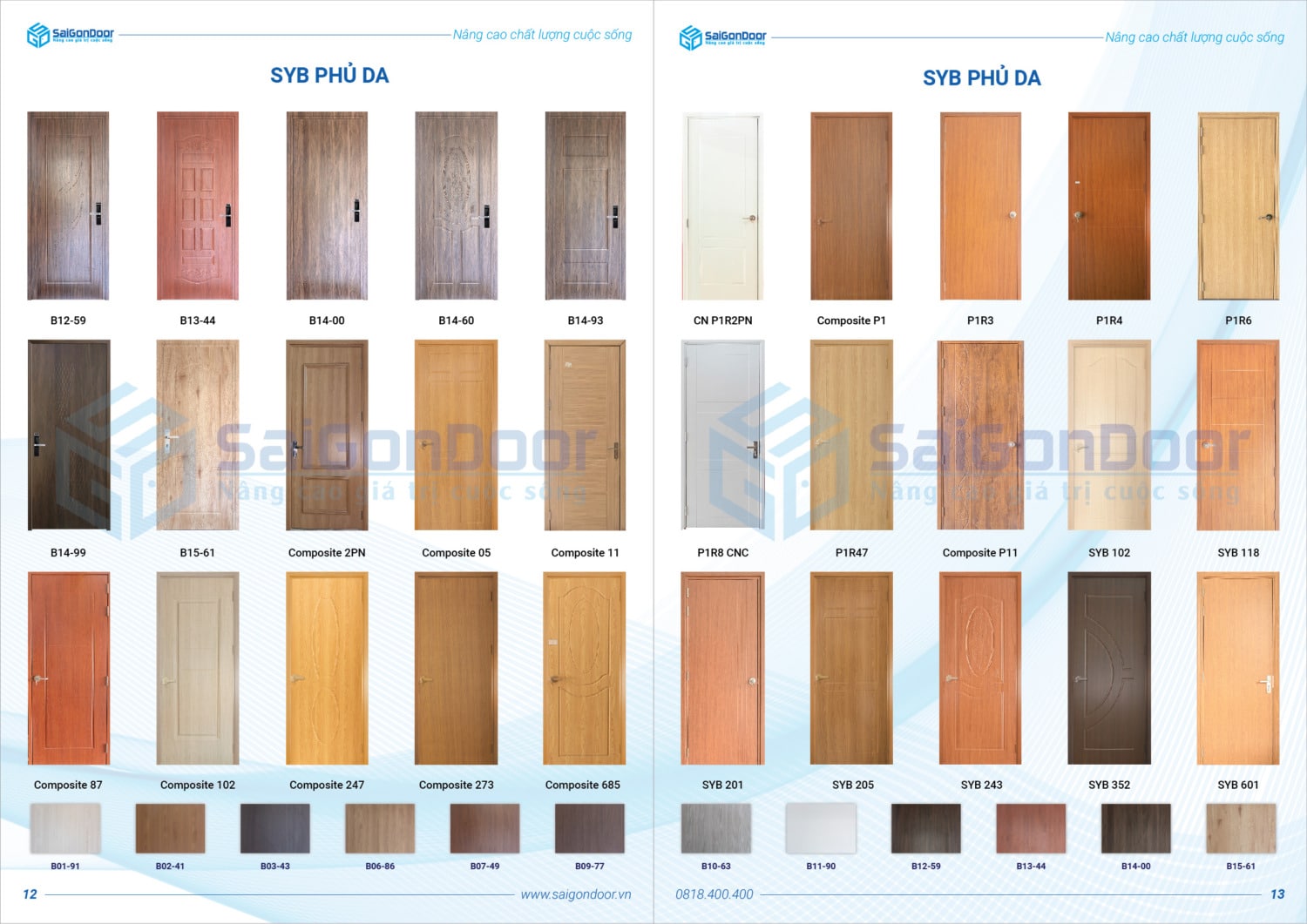 Catalogue composite, cửa composite, cửa gỗ composite SYB phủ da và SYA Phủ sơn