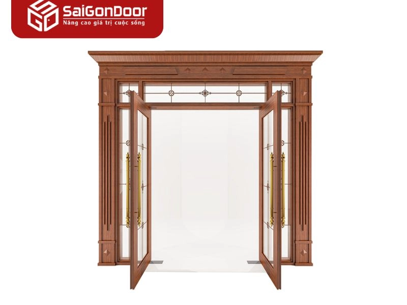 vân gỗ cửa nhôm kính đẹp