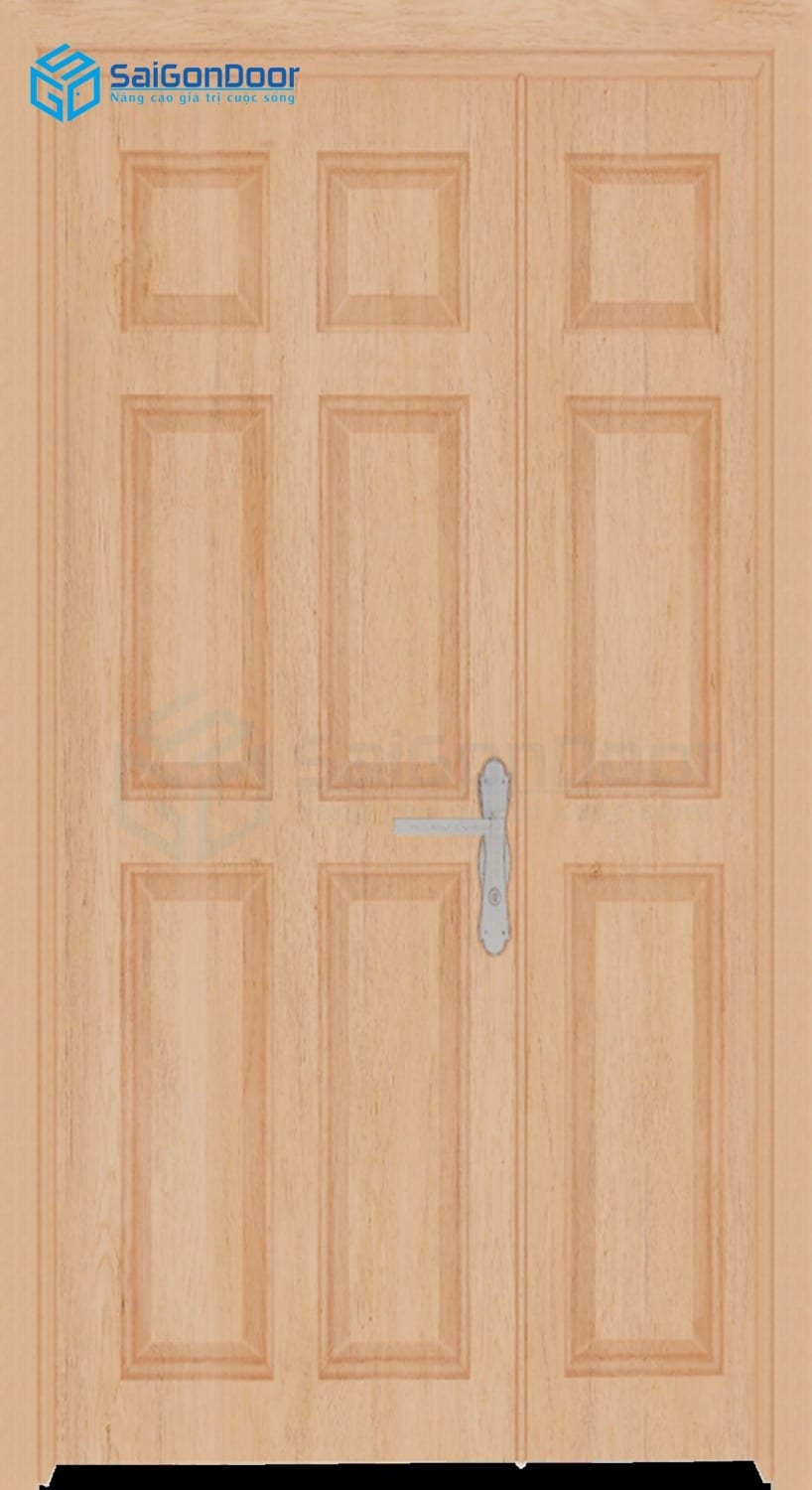 Cửa Gỗ Công Nghiệp HDF Veneer 2 canh 9A Oak (1)