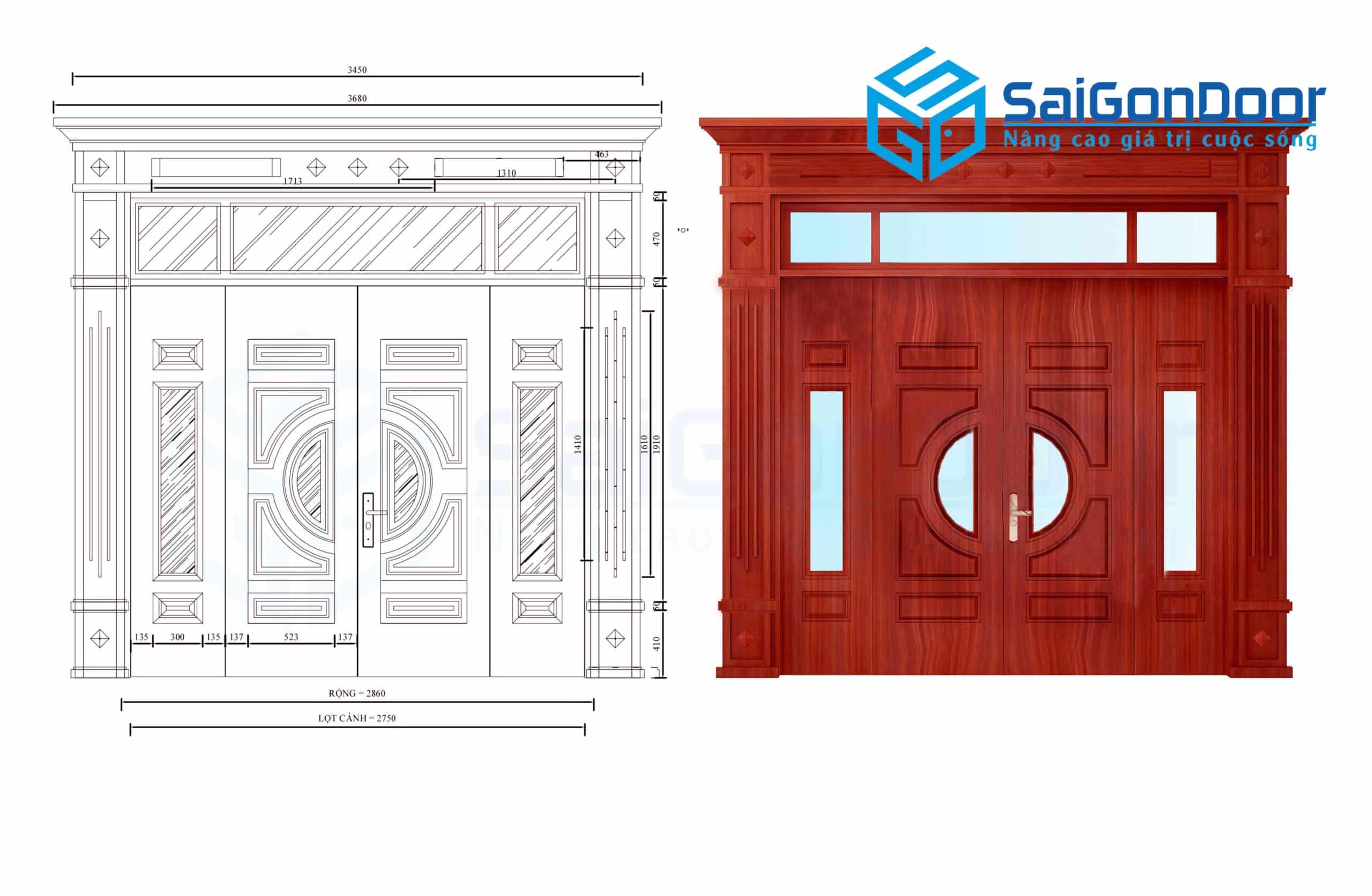 mẫu cửa thép vân gỗ