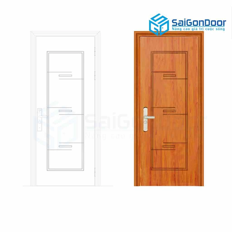 Cửa thép vân gỗ SGD GS1H17 màu vàng