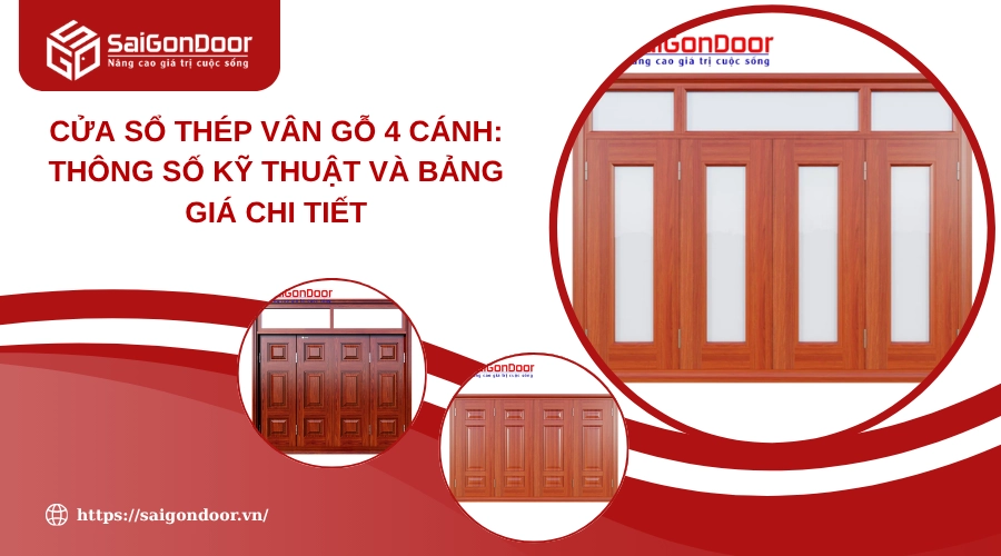 Cửa Sổ Thép Vân Gỗ 4 Cánh: Thông Số Kỹ Thuật Và Bảng Giá Chi Tiết