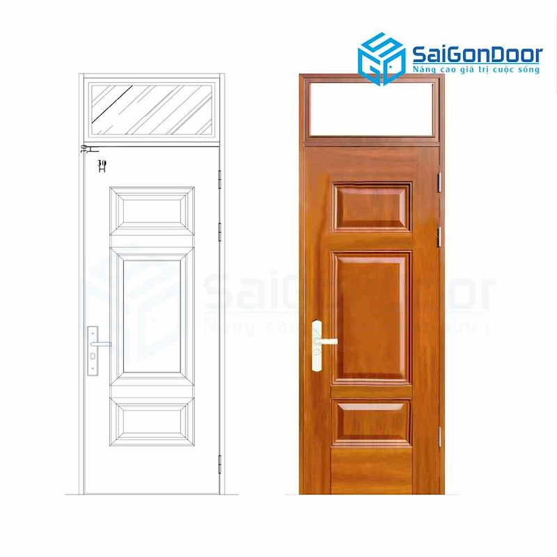 Cửa thép vân gỗ SGD GS1H3-OT màu vàng