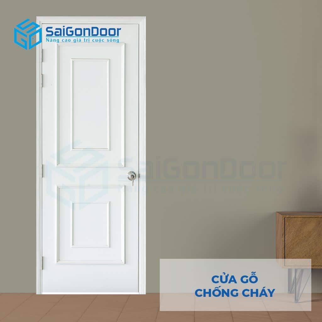 Mẫu cửa gỗ chống cháy MDF 04-C1 phào chỉ