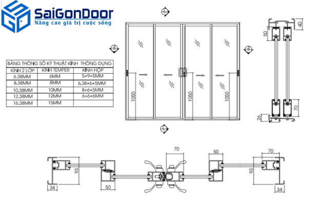 Cửa đi 4 cánh nhựa giả gỗ mở lùa