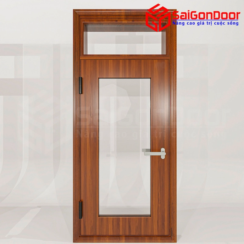 cửa nhôm vân gỗ 2 cánh