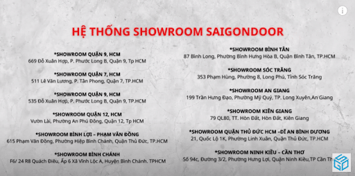 Hệ thống Showroom của Sài Gòn Door