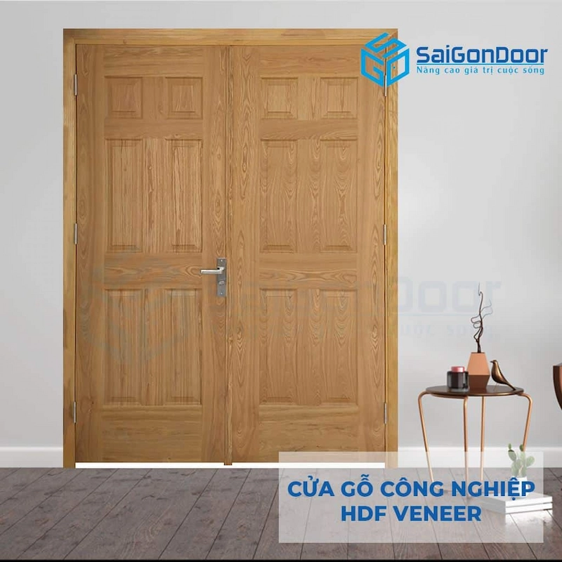 Cửa Gỗ Công Nghiệp HDF Veneer 2 cánh 12A-soi
