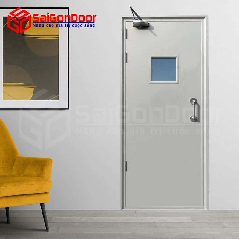 Cửa thép chống cháy TCC P1G1 tay co thủy lực