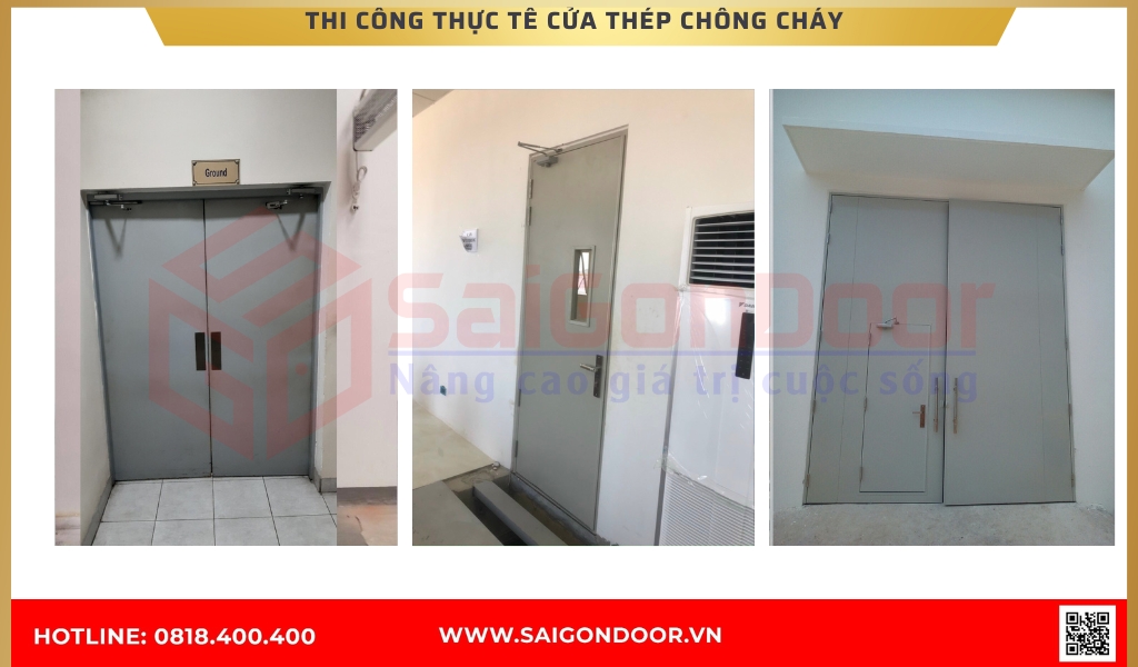 Hình ảnh thi công thực tế cửa thép chống cháy