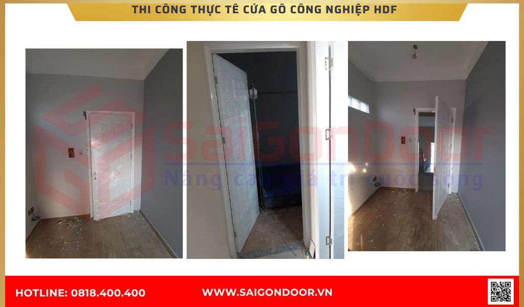 Hình ảnh thi công thực tế Cửa Gỗ Công Nghiệp HDF Bình Phước