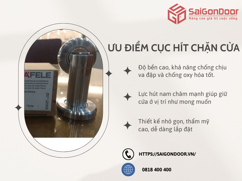 Ưu điểm vượt trội của cục hít chặn cửa chính hãng SaiGonDOOR